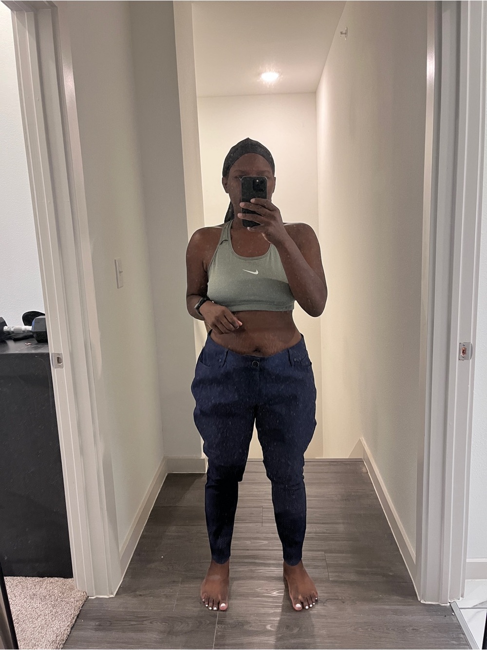 High-Rise Navy Jogger Pants for Women